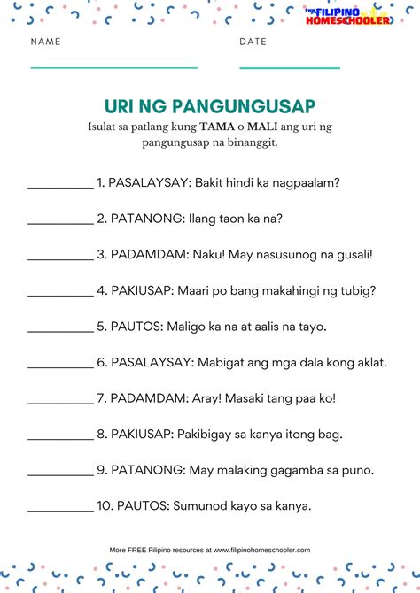 5 halimbawa ng pangungusap